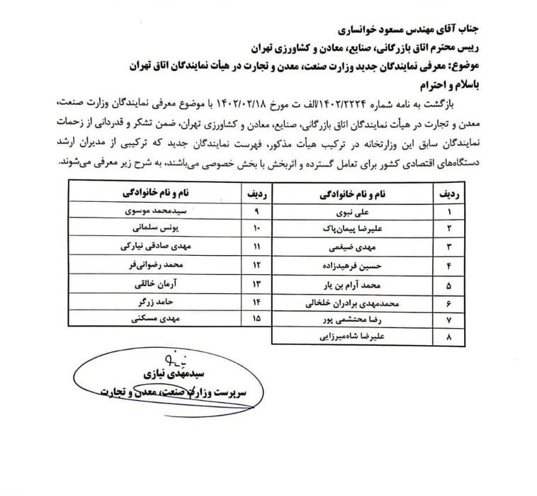 آرمان خالقی، عضو هیات مدیره خانه صمت ایران به عنوان نماینده وزارت صنعت، معدن و تجارت در هیات نمایندگان معرفی شد.